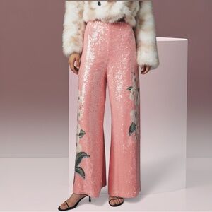 NWT FARM Rio x Anthropologie Floral Sequin Pants, Medium
